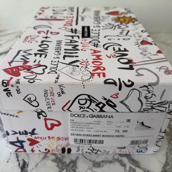 Dolce & Gabbana White and Black PORTOFINO High Top Sneakers NEW!!! - Picture 7 of 7